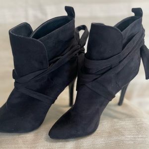 Black suede heel booties